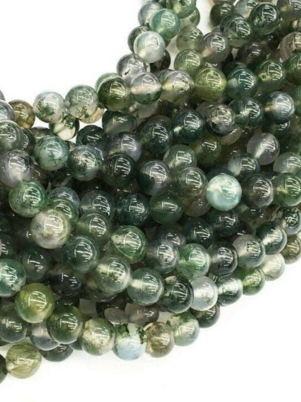 Bulk Lot of 50 Natural Green Moss Agate Gemstone Round Beads 4mm